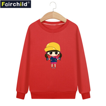 Fairchild子供服の女の子服の秋の服2019新型の中で大好きな子供の丸襟は上の子供服の頭を打っています。ジュアのスポツーウェルの小さい希の赤い色の120をまぶします。