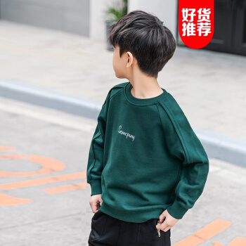 男性用の子供服の春の服装2019新型の子供用のボントカバの头の男の子の洋服の上の子供の年齢と年齢の韩国版の湿ったins潮の物の军の绿の130 cm