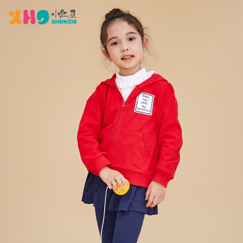 小豆の子供服の子供服のカーディィガンのレインコートのファスナの中で大子供の长袖の着衣の上にNHT 318 ICの大きな赤い色の120