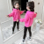 ディズニの息子供服カバード保温上には2019新型秋装韓国版子供供服女の子レインコット秋冬洋風女の子上にバラ紅110 cmがあります。