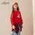lavi女童卫衣2019秋の新型子供供の中で、大童春秋丸の襟カバーの头の韩国版洋服の着衣のぬれた赤色の110 cm