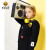 B.duck小黄アヒル供服女性童卫衣の新モデルの中で、大童气の秋の服装の女の长袖の上着は黒い140 cmです。
